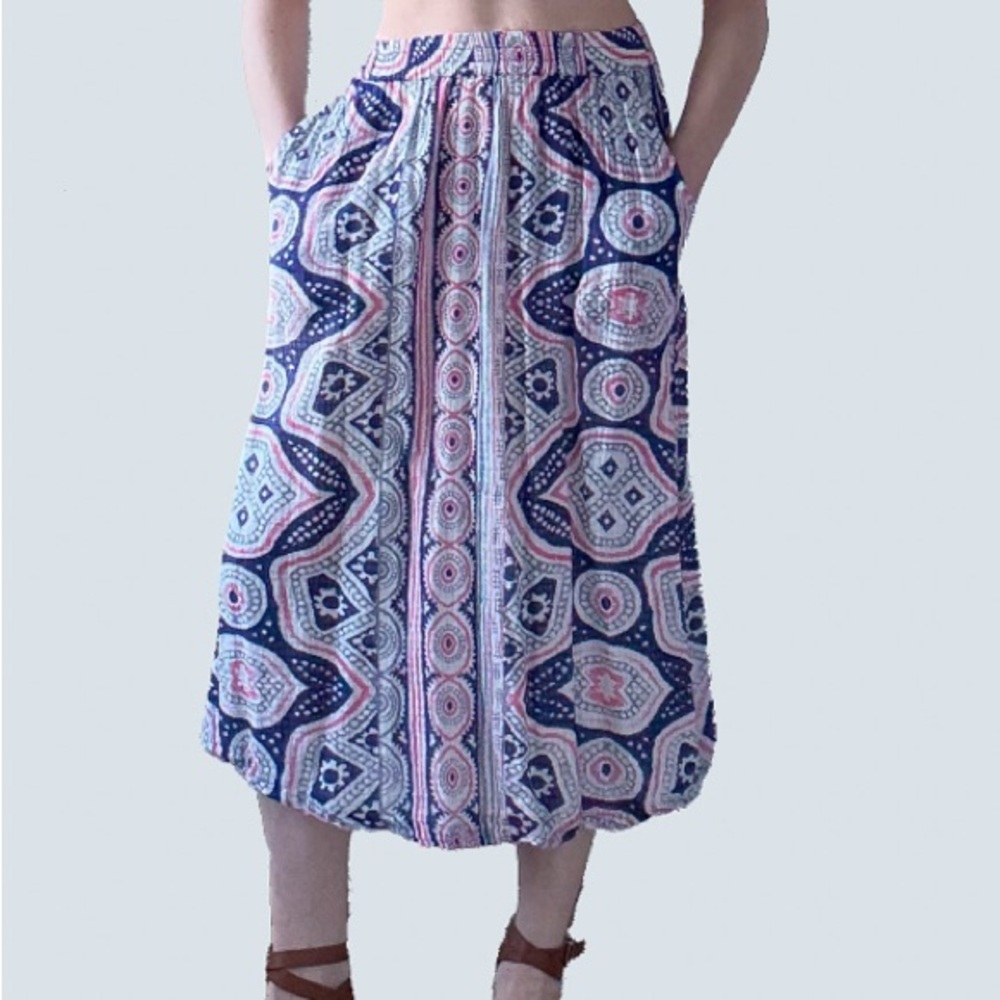 Chic Cotton Geometric Patterned Skirt